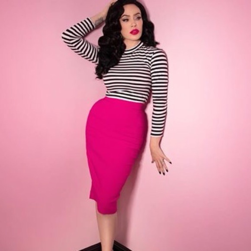 Vixen by Micheline Pitt Hot Pink Pencil Skirt